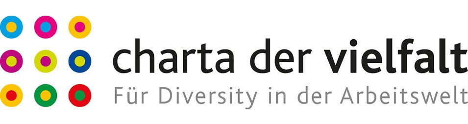 Logo for Charta der Vielfalt, featuring colorful dots and text 