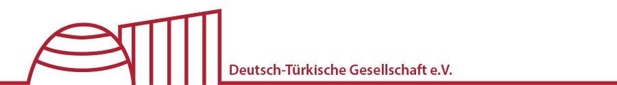 Logo of the Deutsch-Türkische Gesellschaft e.V., featuring red stylized design on maroon banner.