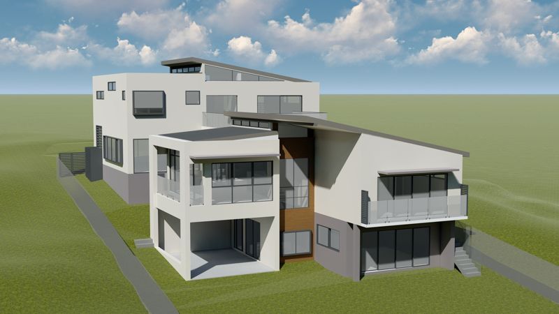 An artist 's impression of a house with a lot of windows