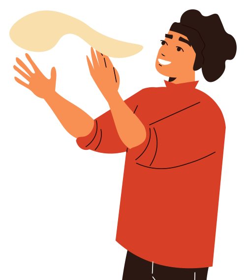 Person in a red shirt reaching up toward a floating cream-colored scarf
