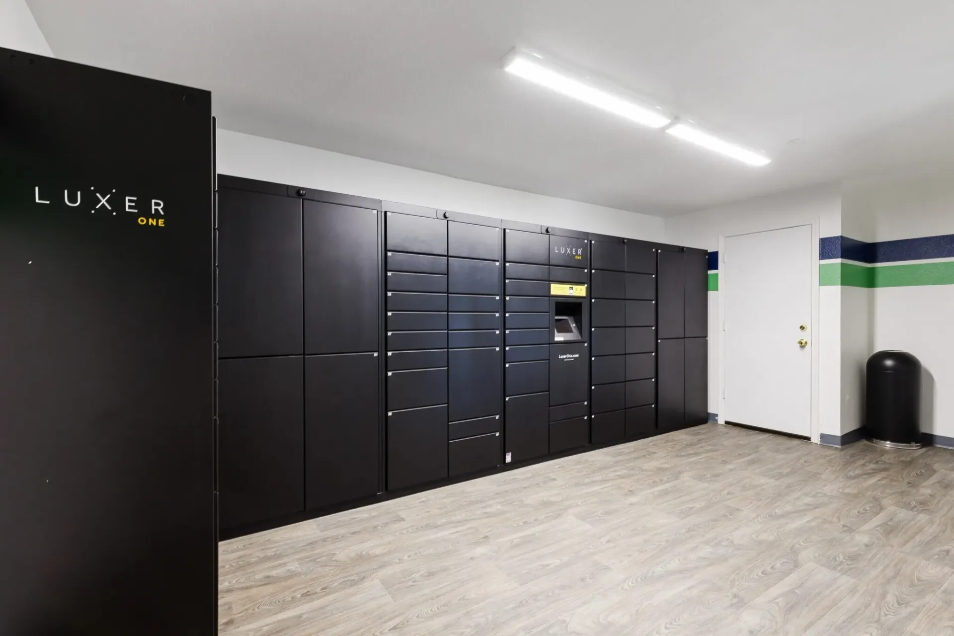 Luxer One package lockers in a multifamily property.