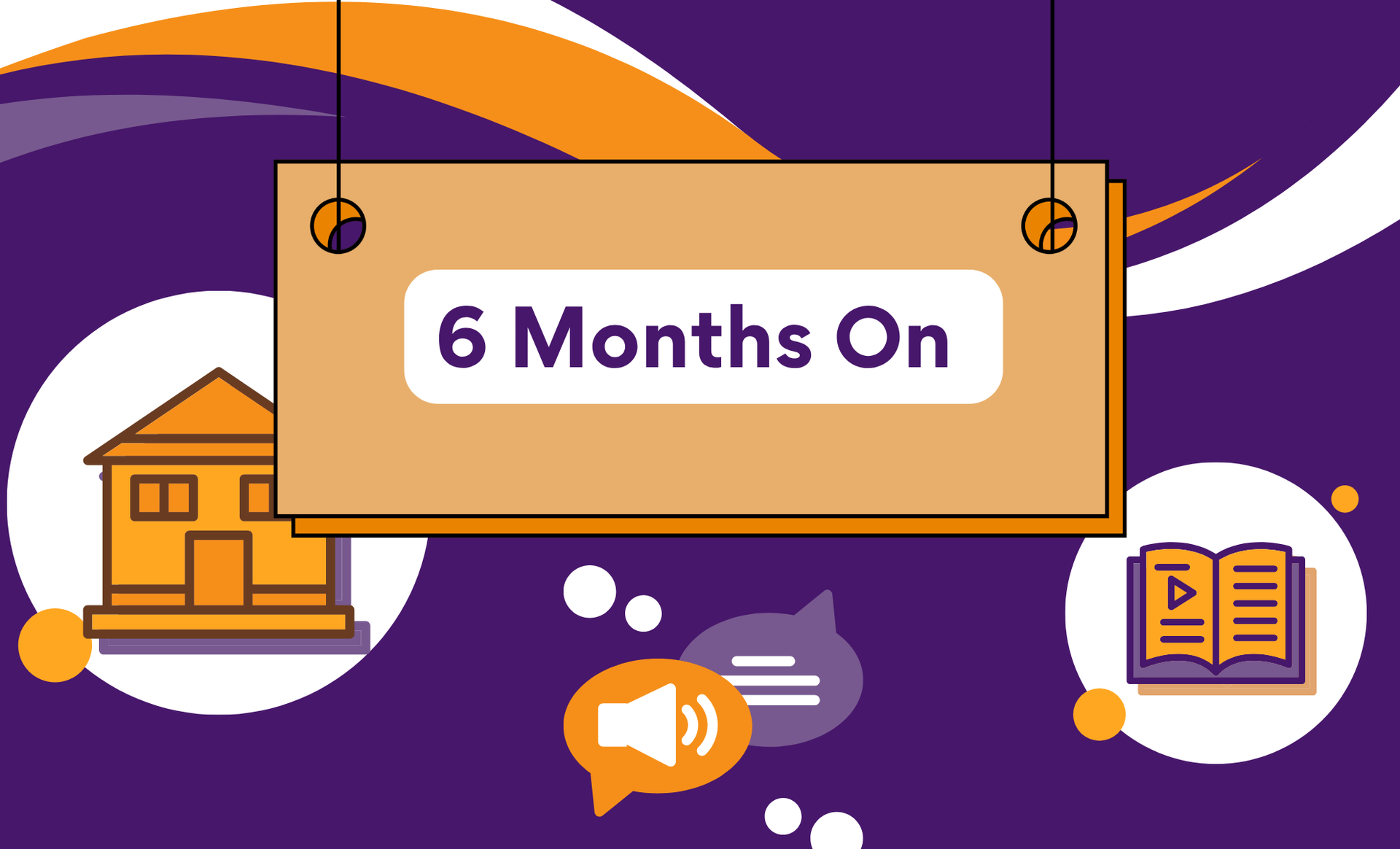 an image of a sign with 6 months on, on a purple background