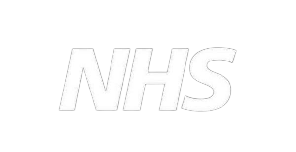 The nhs logo is white on a gray background.