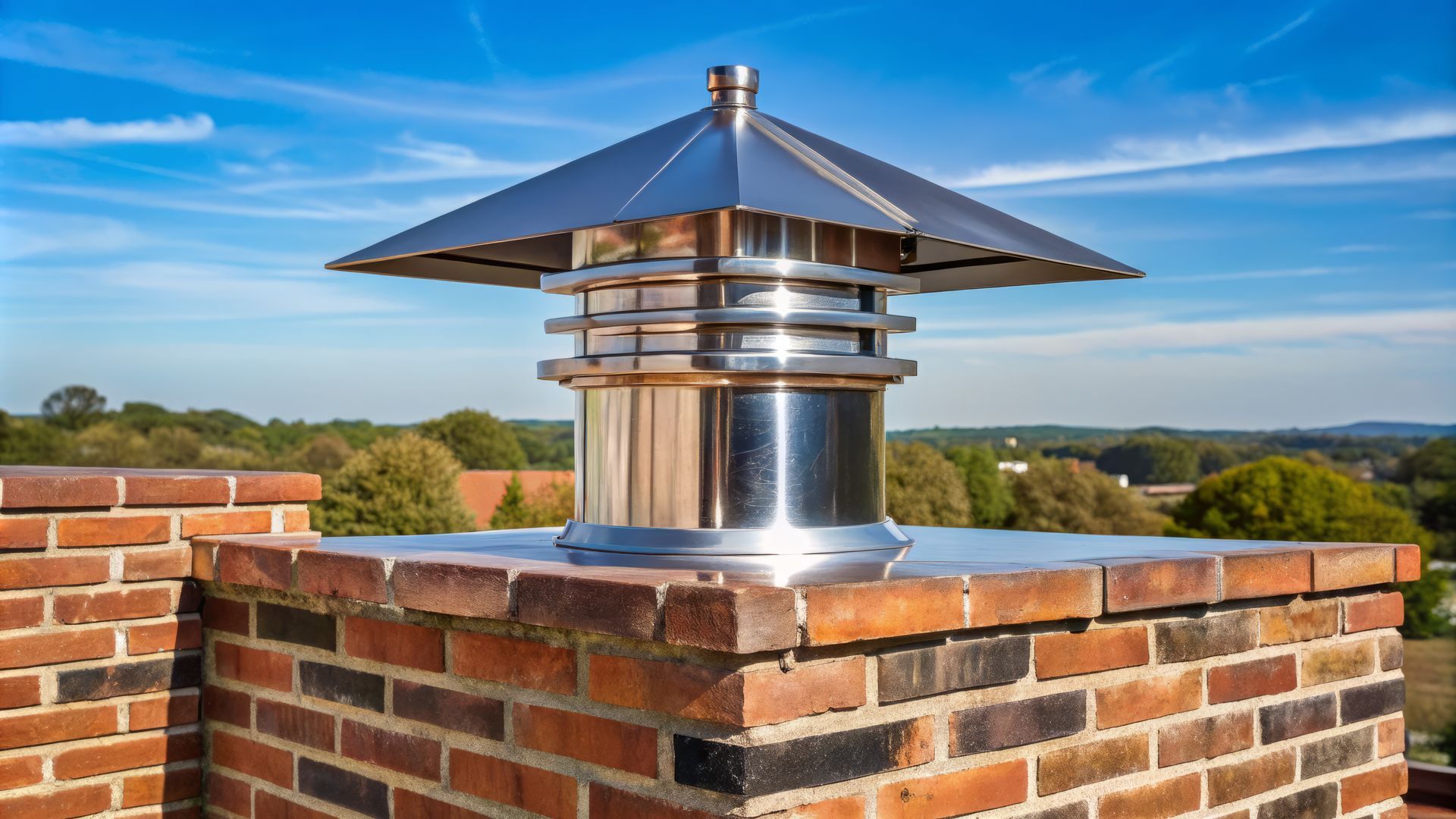 A chimney with a new cap has ben installed on a building in Wichita, Kansas
