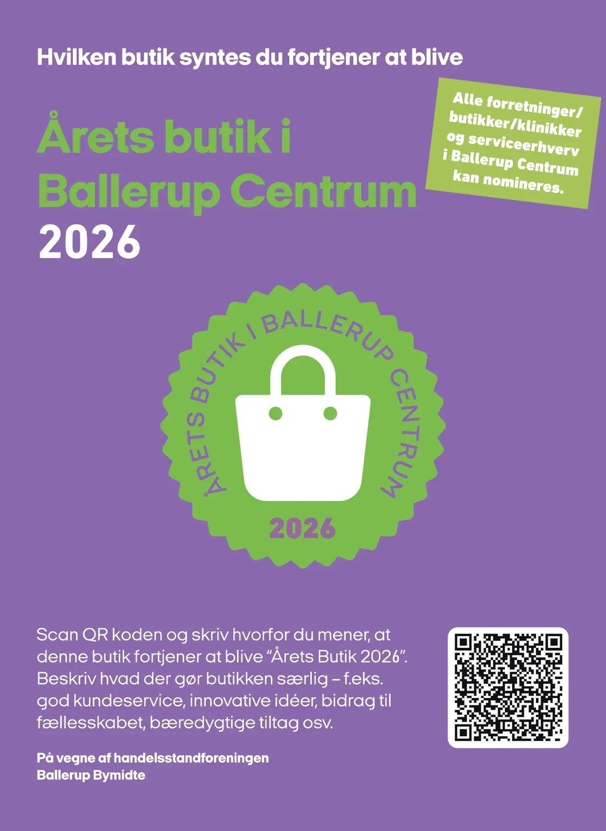 Plakat: Årets butik i Ballerup Centrum 2026