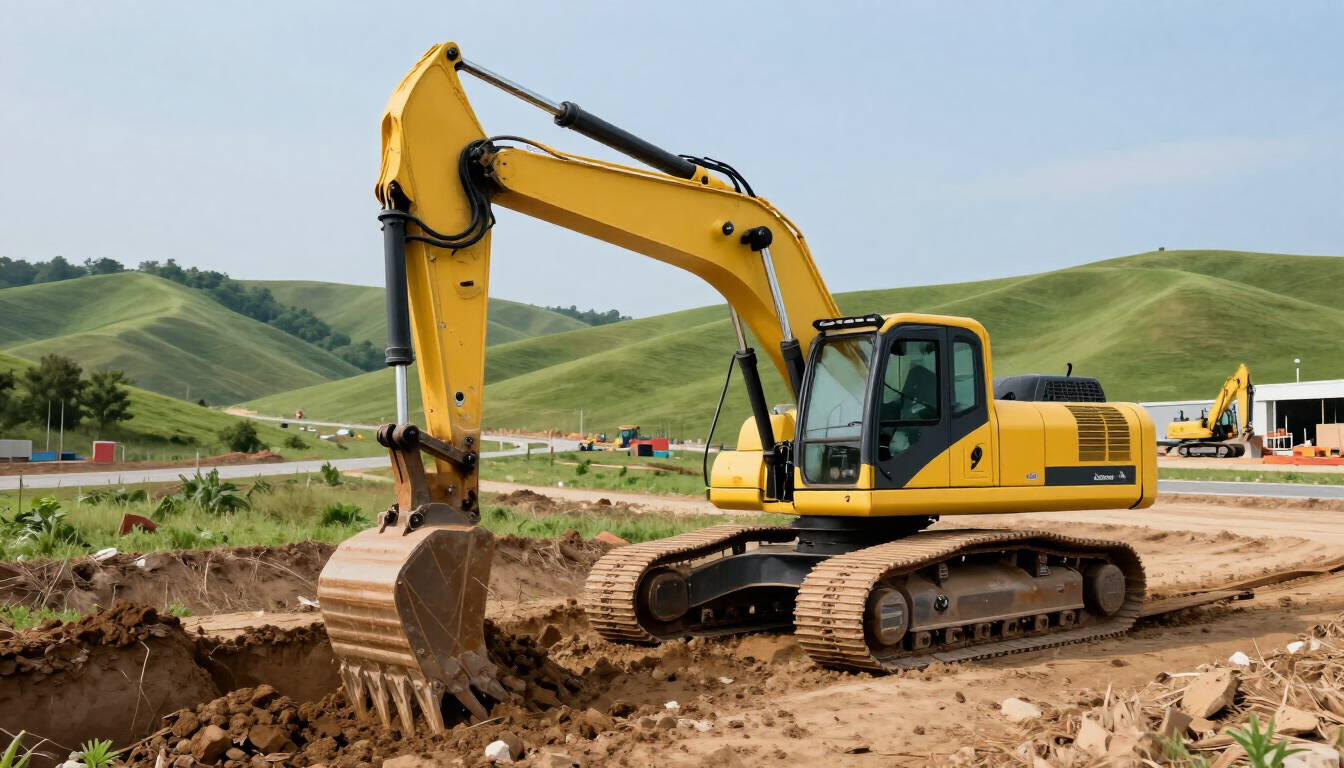 Excavation equipment installing underground utilities in Nashville.