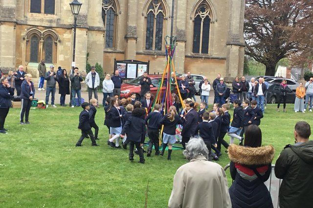 Bourton Meadow Academy took part in traditional Maypole dancing