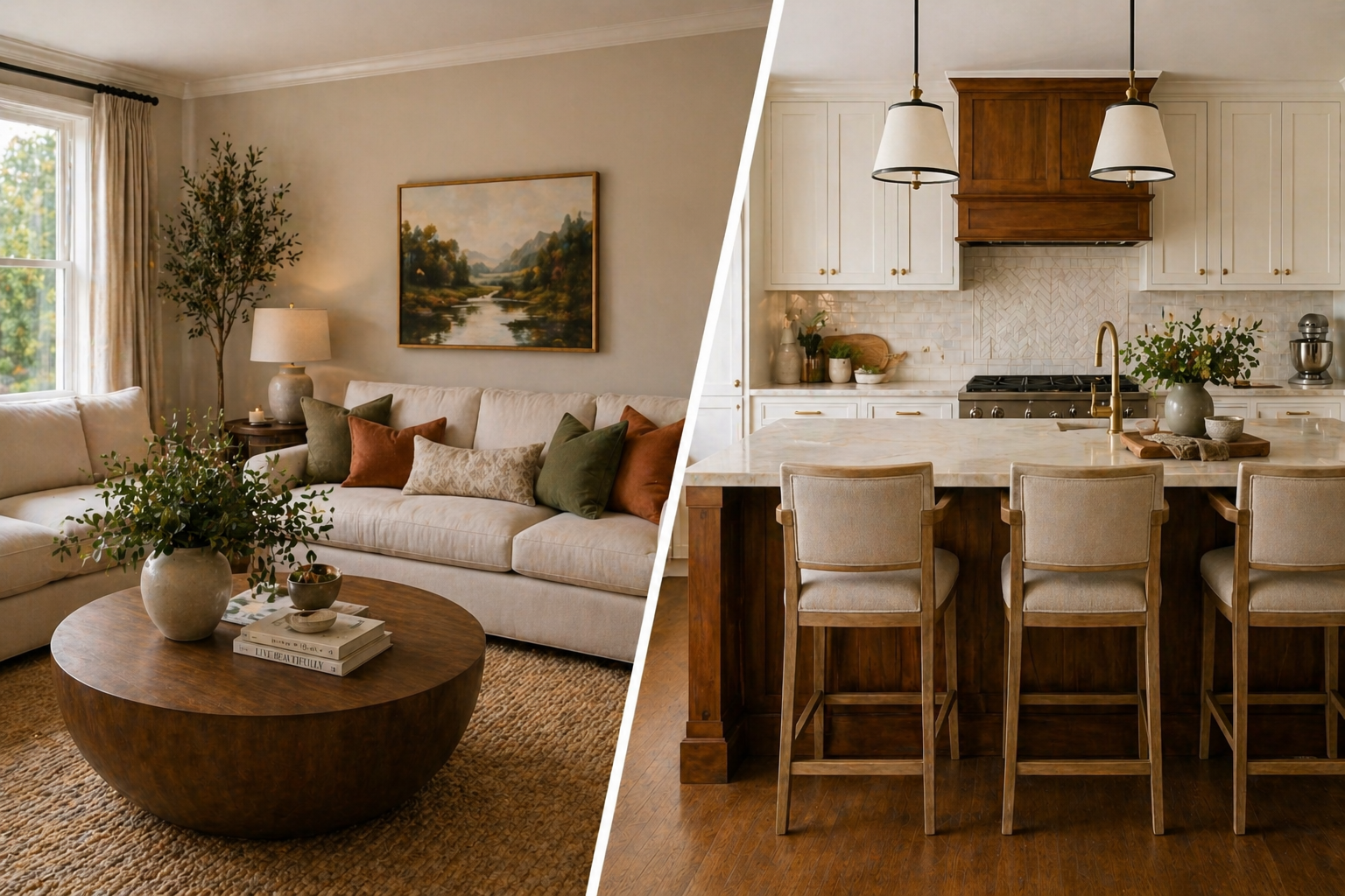 Contemporary interior design project highlighting calm colour palettes and refined detailing