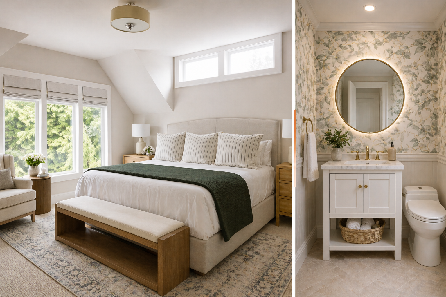 Collage of interior designed spaces by Genesis Interior Stylists