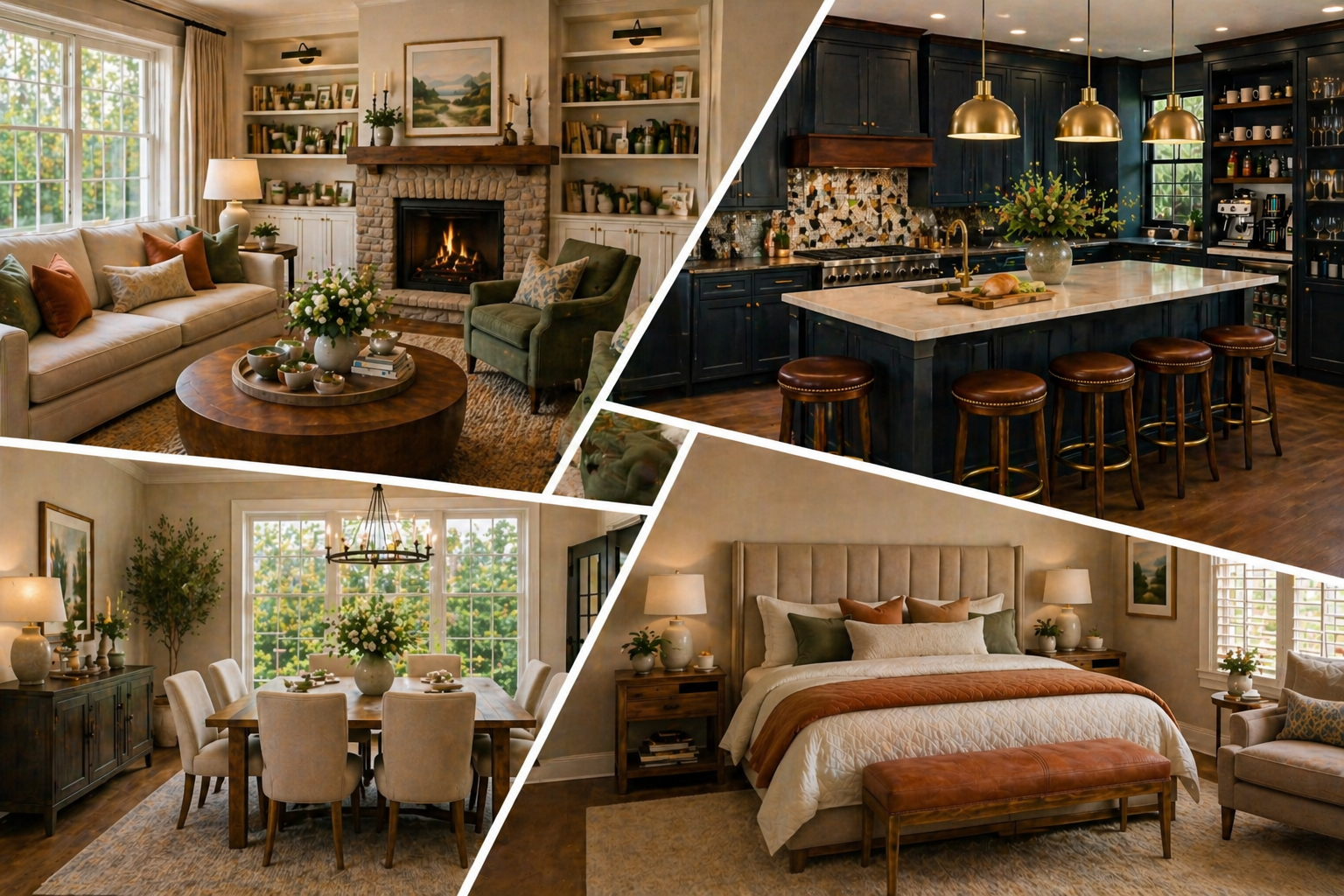 Bespoke home interior with soft furnishings, natural materials and carefully considered layout