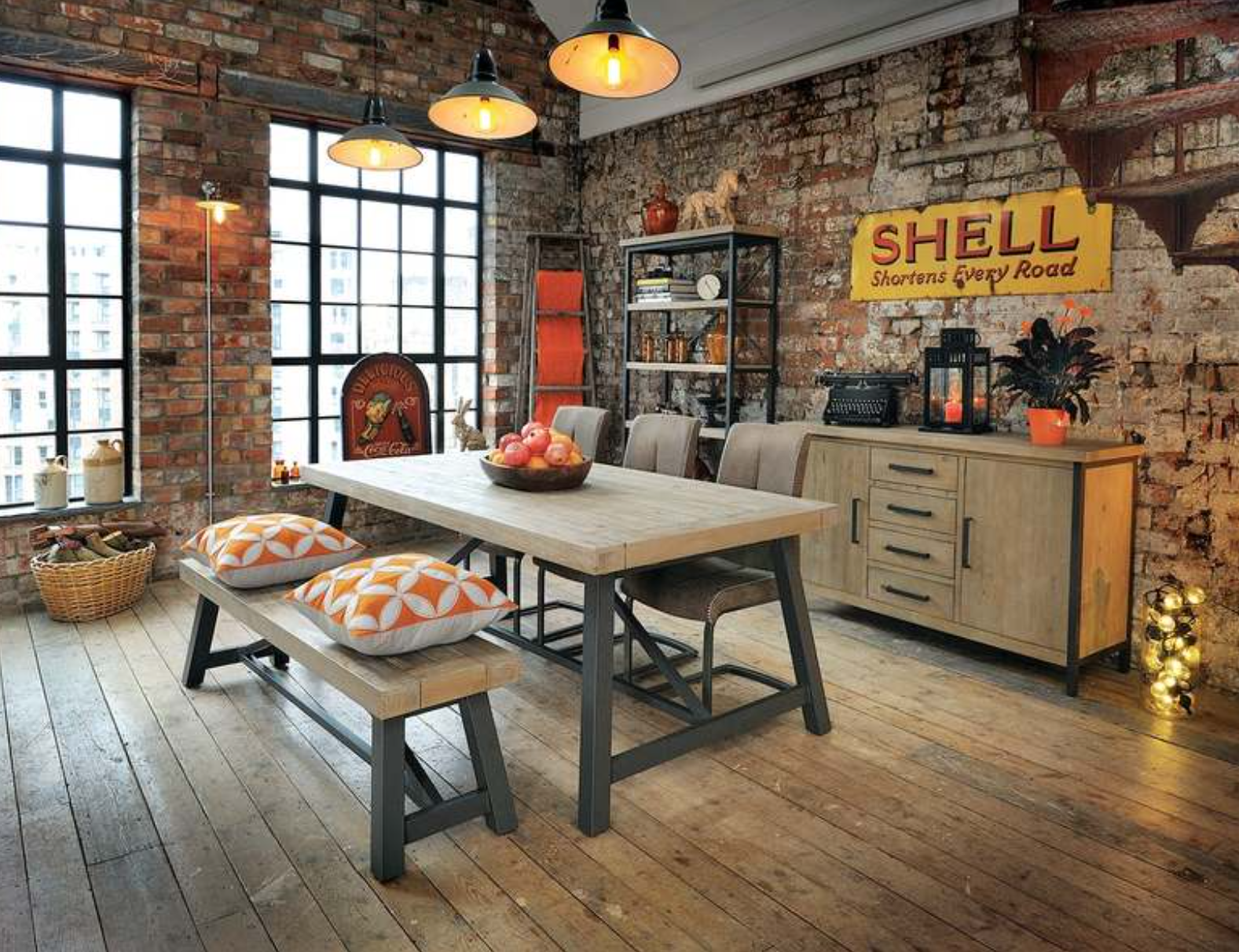 Industrial apartment dining room 