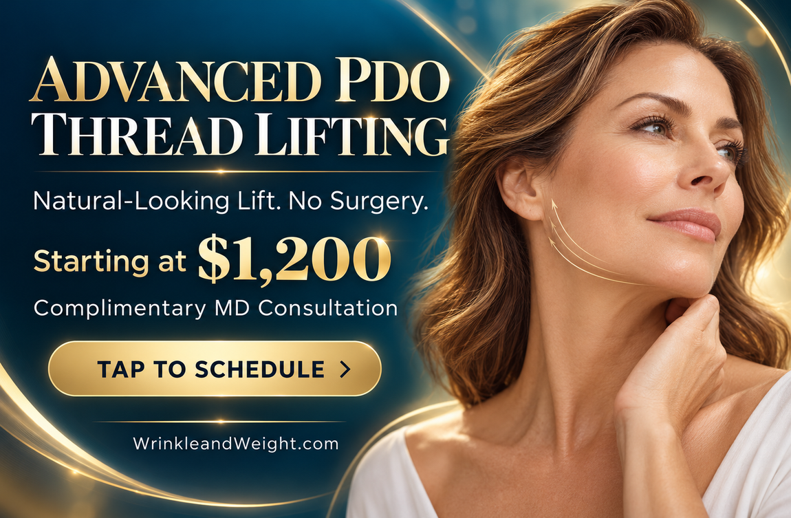 TAP TO BOOK FREE TRIAL advanced pdo thread lifting treatments at Dr. Mantor's Wrinkle and Weight Solutions