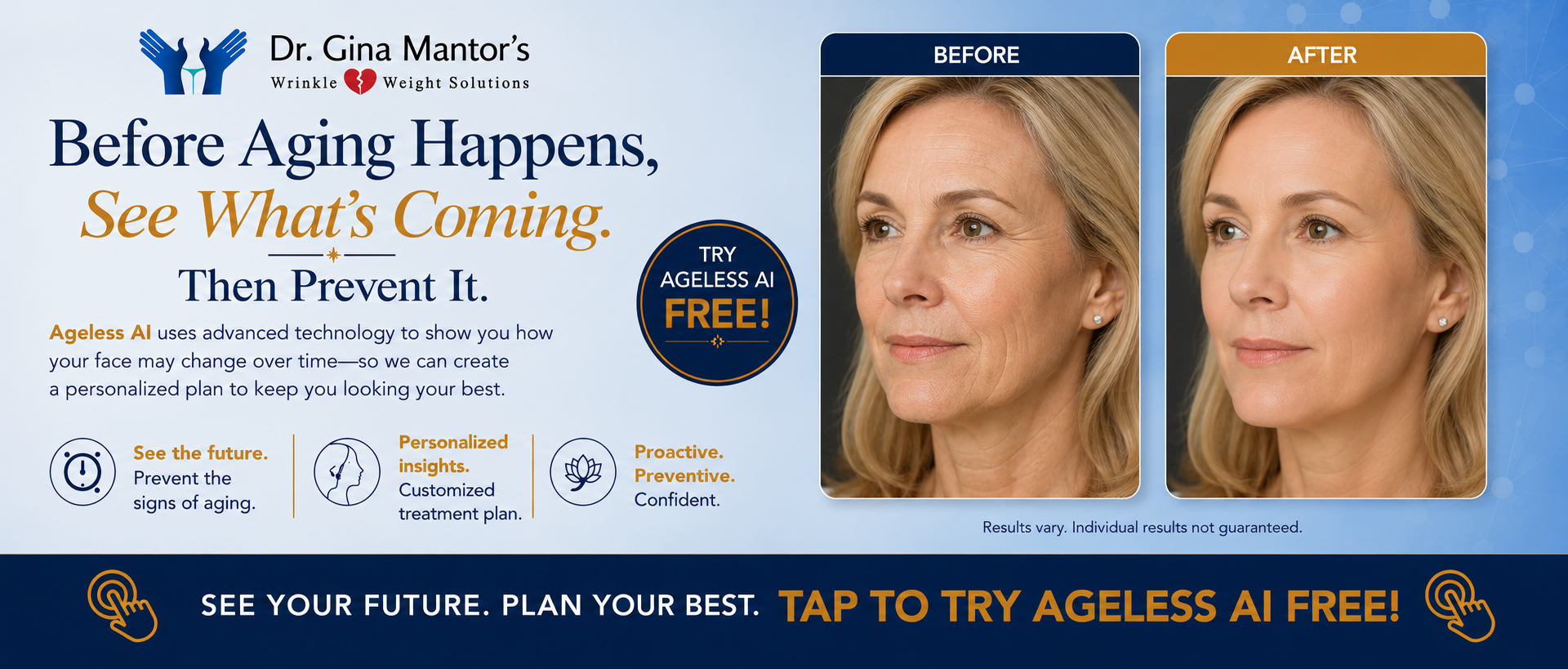 see your results before you commit with ageless ai - it's free to try