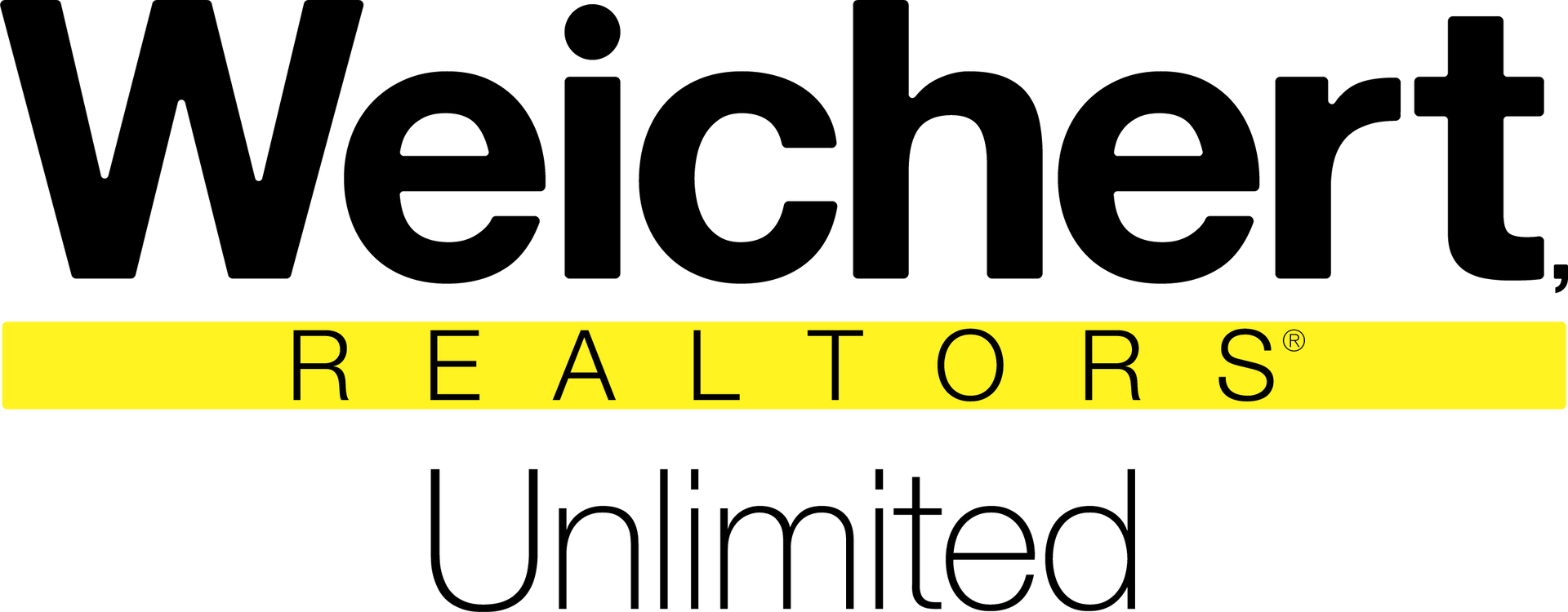 Weichert Realtors Unlimited logo with black, yellow, and gray text