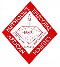 A red and white logo for the methodist episcopal african church.
