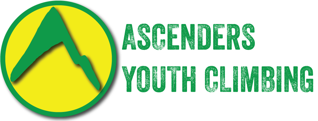 A yellow and green logo for ascenders youth climbing