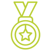 Uma medalha com uma estrela e uma fita.