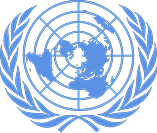 O logotipo das Nações Unidas é um círculo azul com um mapa do mundo dentro dele.