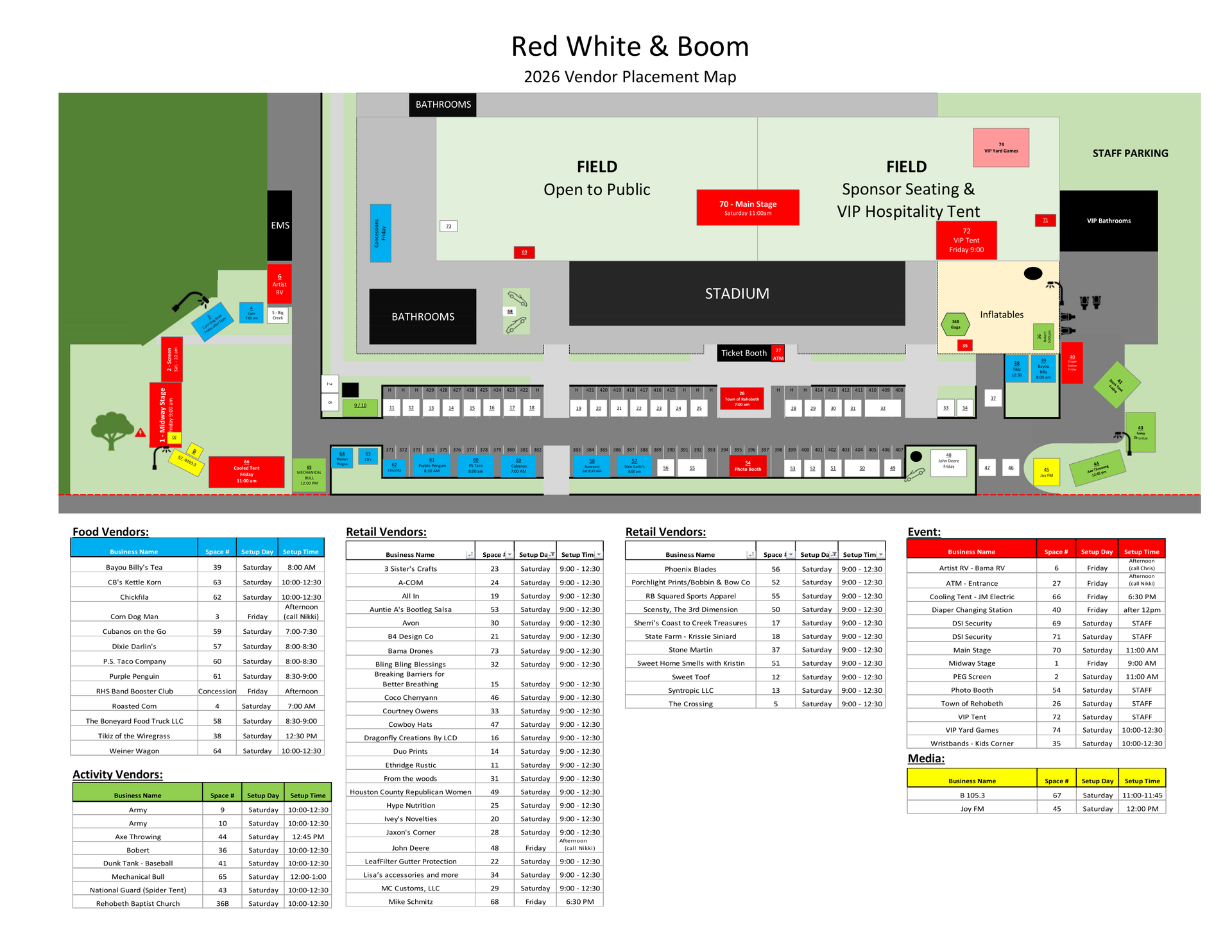 Rehobeth Red White and Boom Vendor Site Map
