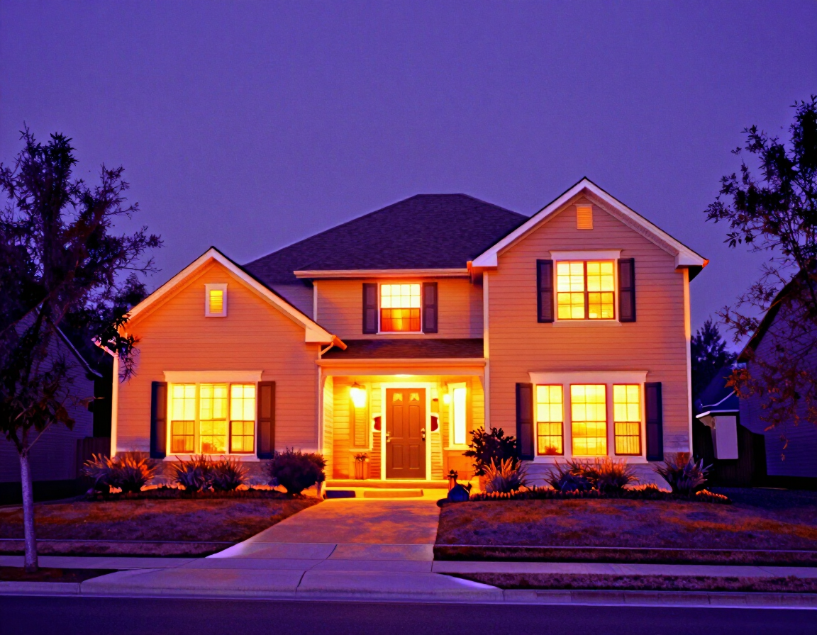 Thermal image of a home showing heat loss