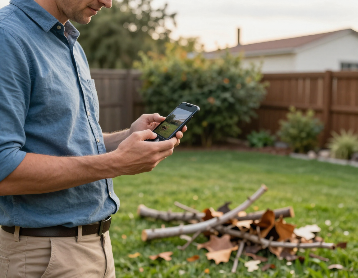 Homeowner requesting a free yard cleanup estimate by photo