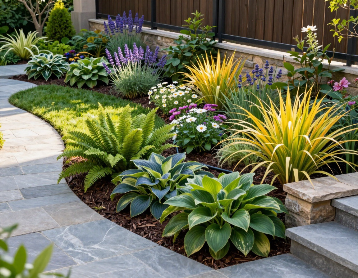 Custom landscape design with plantings suited to the property's layout and sun exposure
