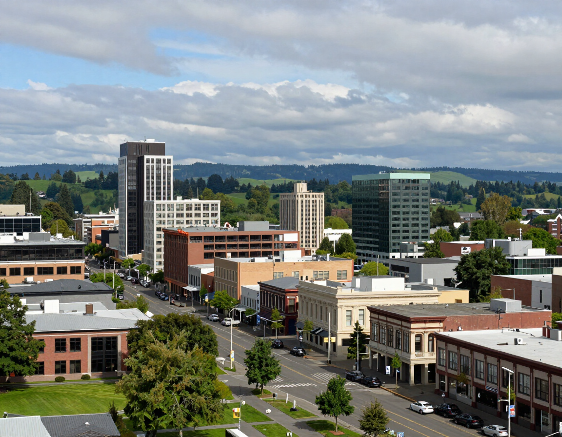 Downtown Medford, Oregon, part of the Jackson County service area