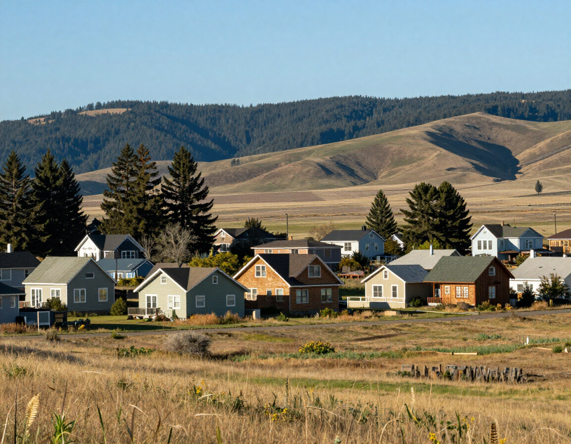 Rural Josephine County, Oregon landscape with small town homes