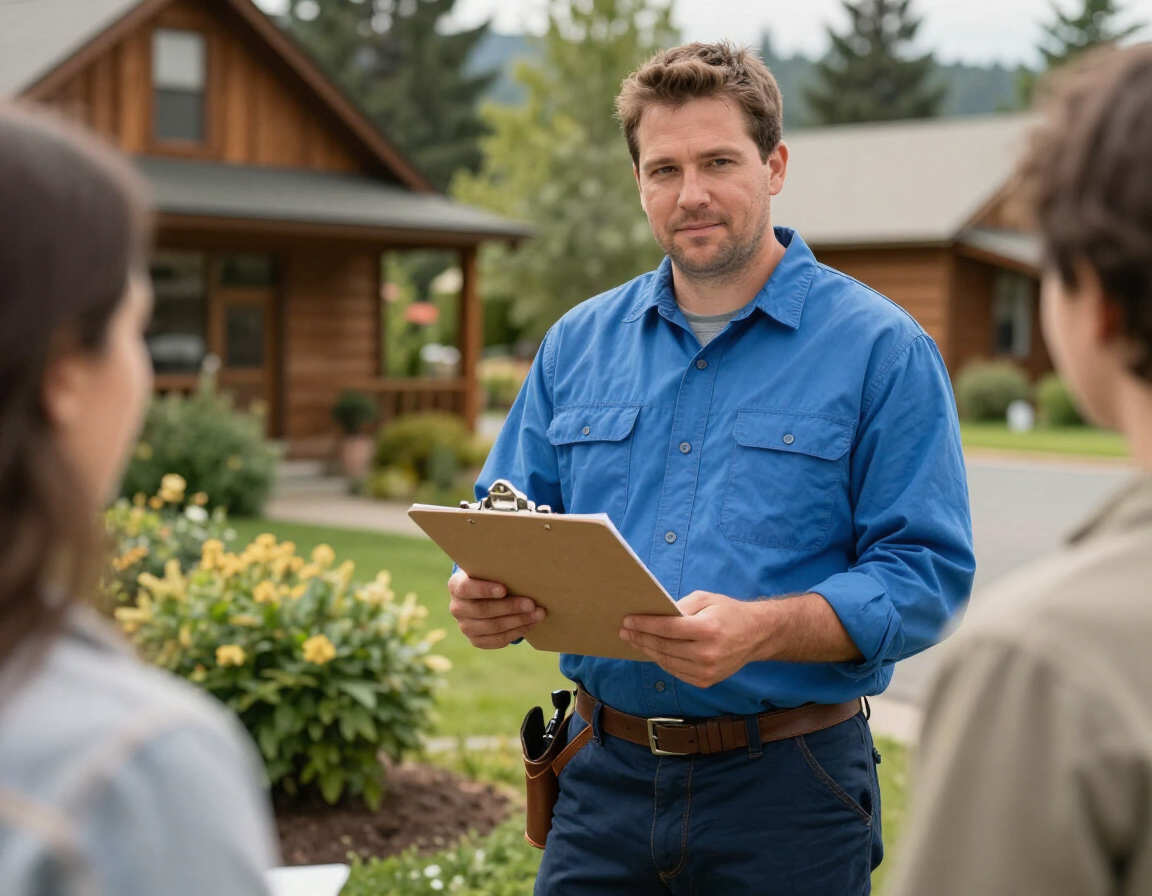 Worker providing a free, honest estimate before starting a job in Rogue River