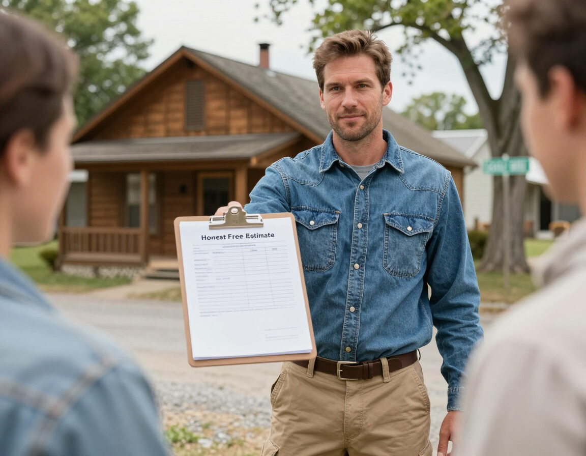 Worker providing a free, honest estimate before starting a job in Gold Hill