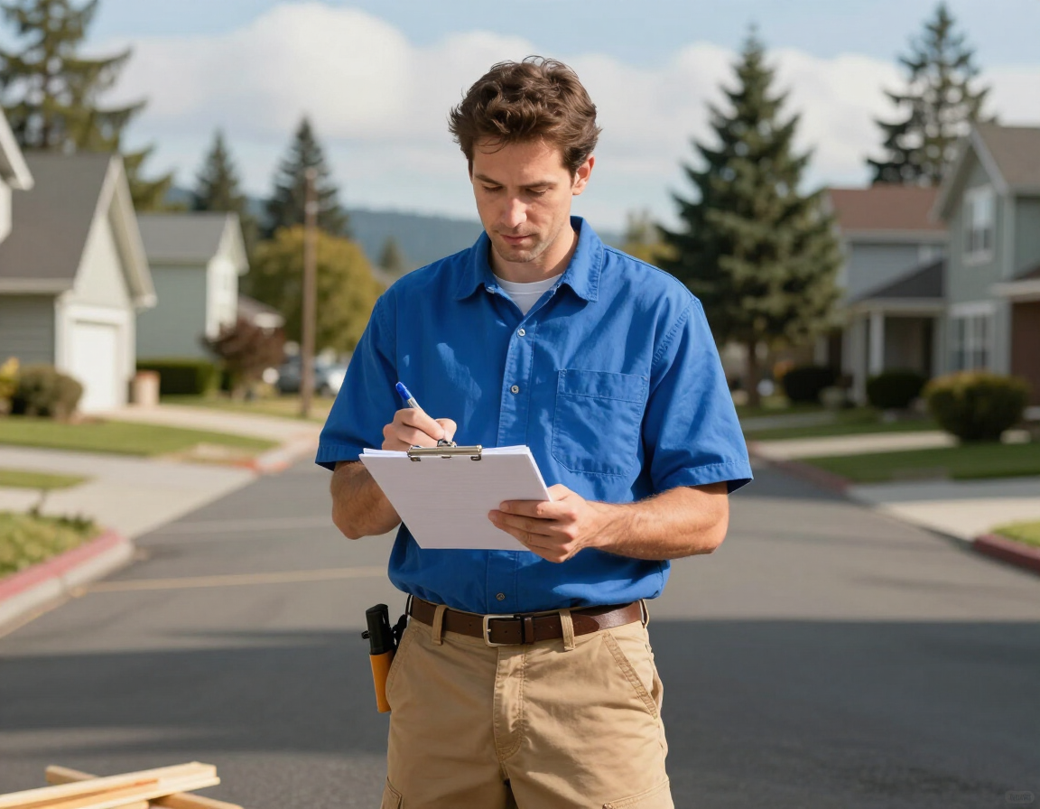 Worker providing a free, honest estimate before starting a job in White City, Oregon