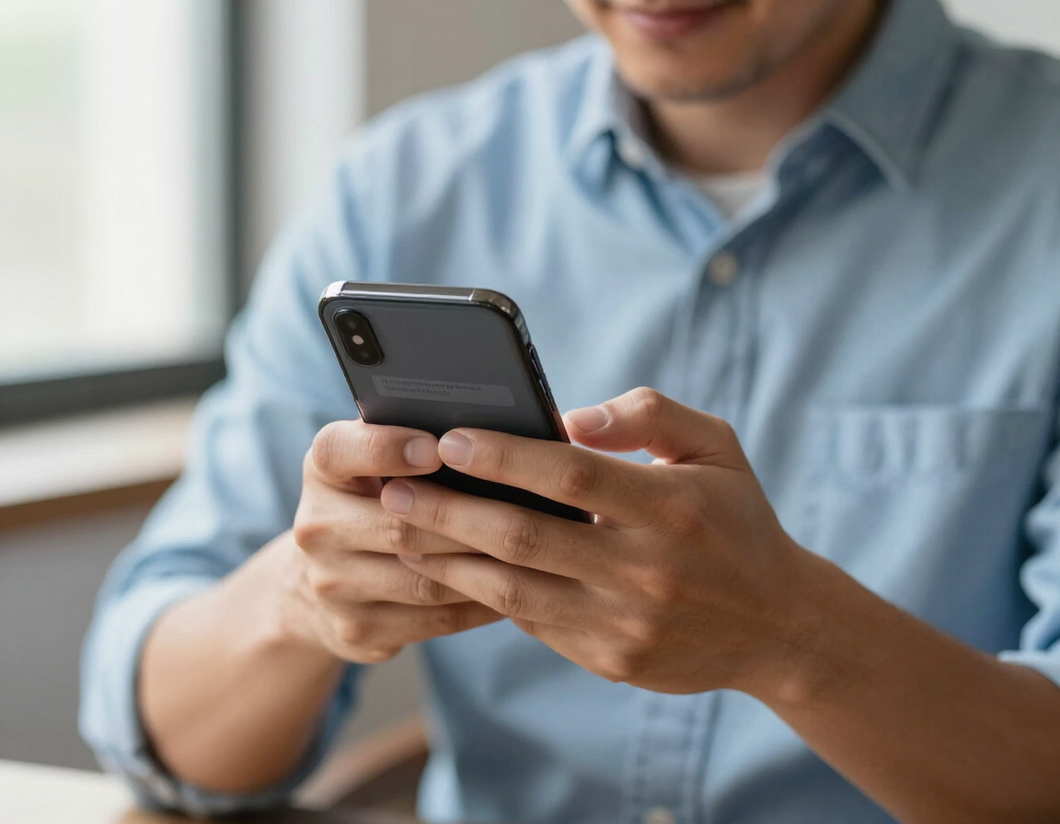 Customer texting a photo of junk on their phone for a fast quote