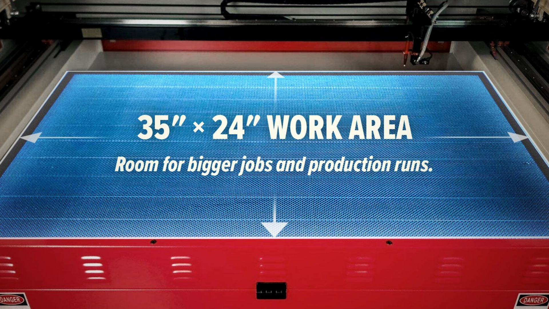 CO2 laser machine work area size comparison for 6040, 9060, and 1390 models.
