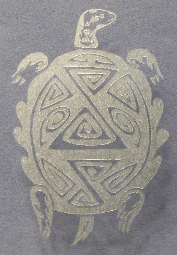 turtle laser engraved on to glass by rabbit laser usa machine