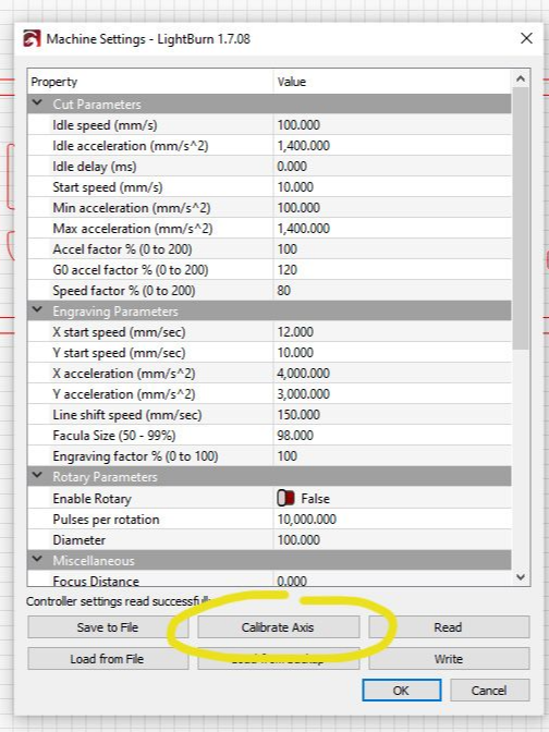screenshot of lightburn's axis calibration location