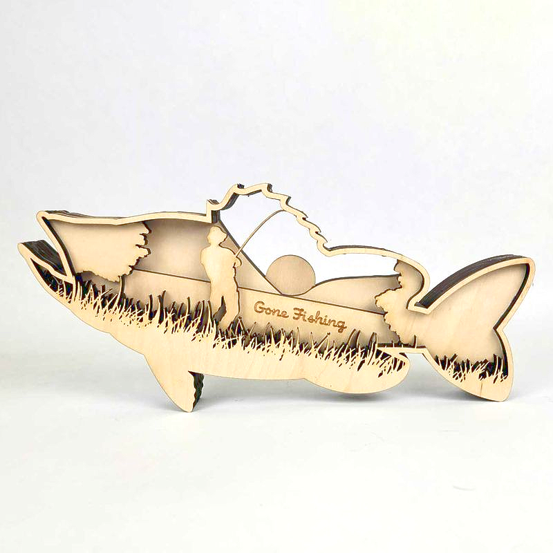 gone fishing layered laser cut fish