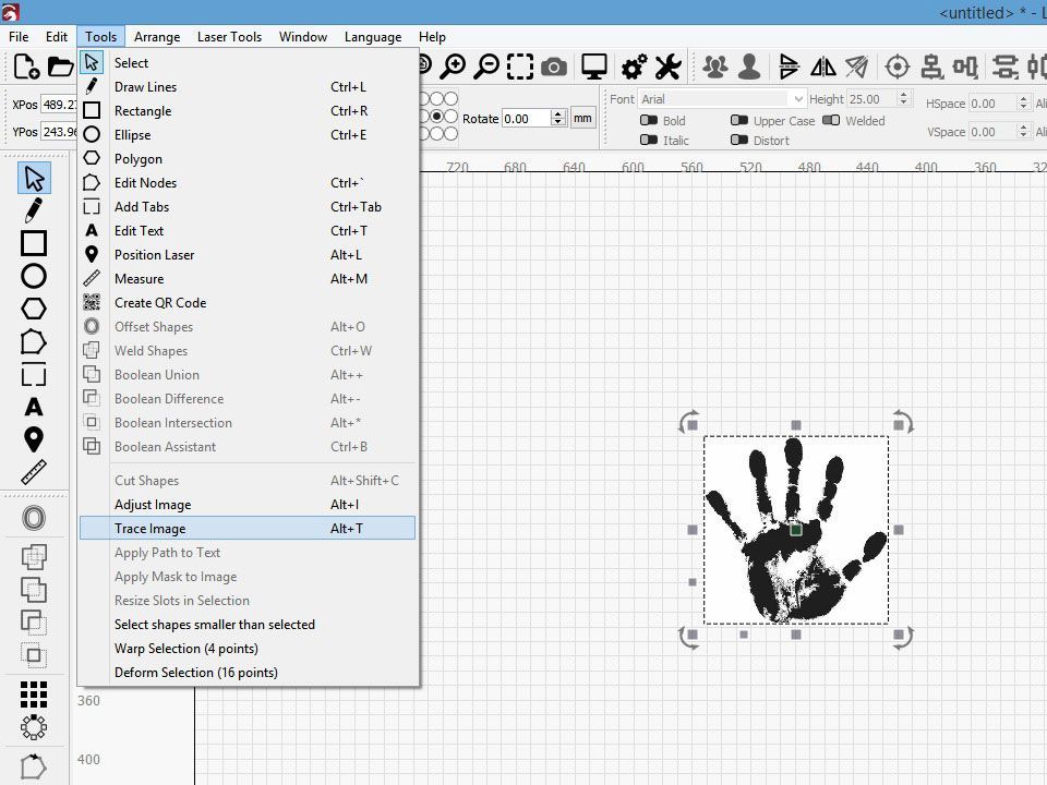 screenshot of the menu through tools on toolbar