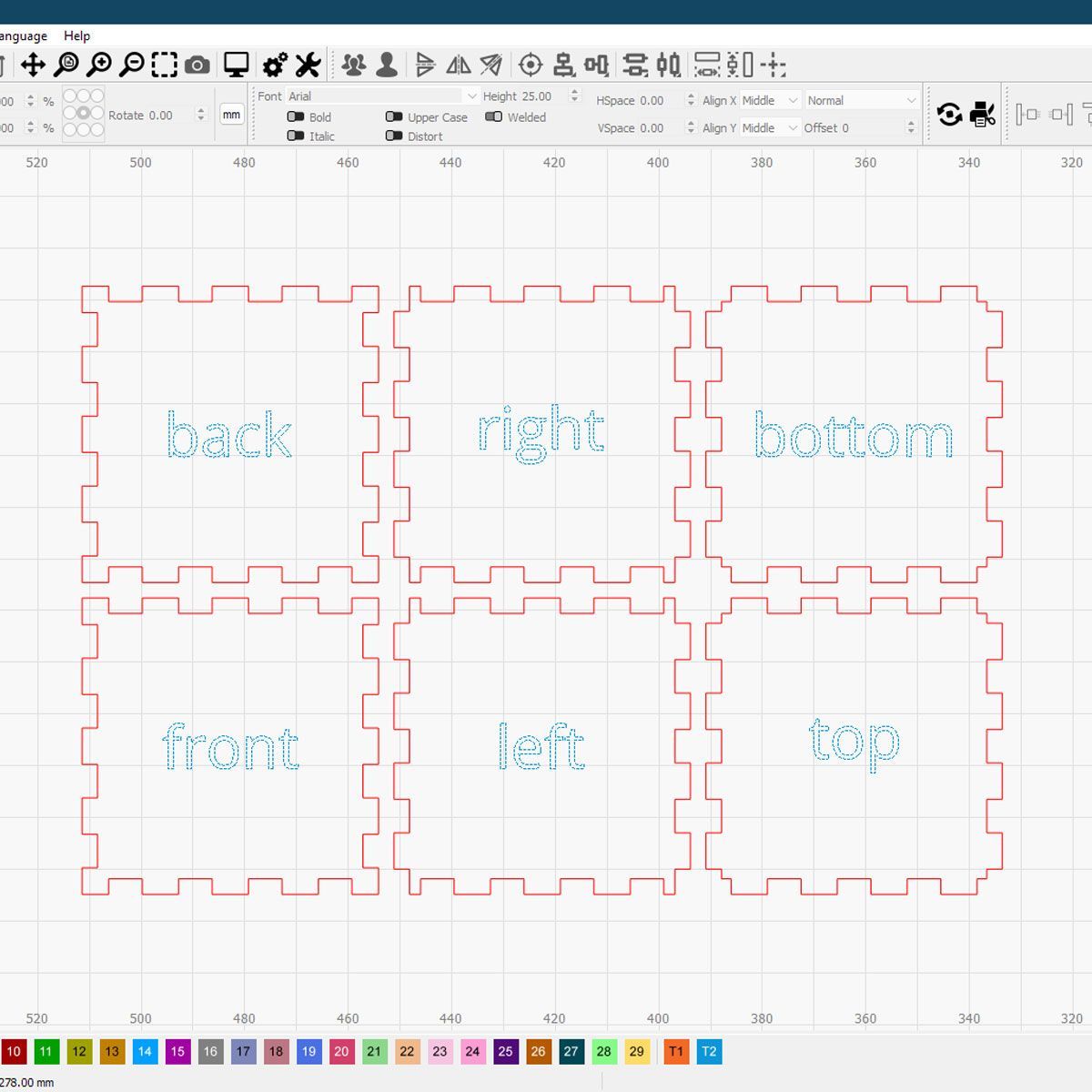 MakerCase svg opened in LightBurn