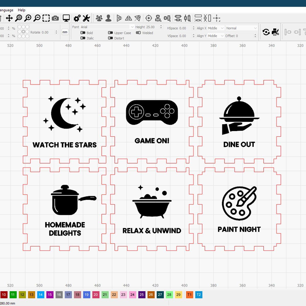 Graphics on MakerCase box design in LightBurn