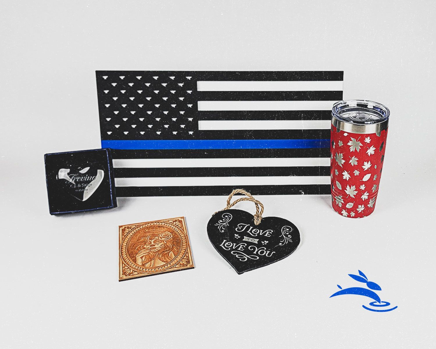 collage of laser cut and engraved products