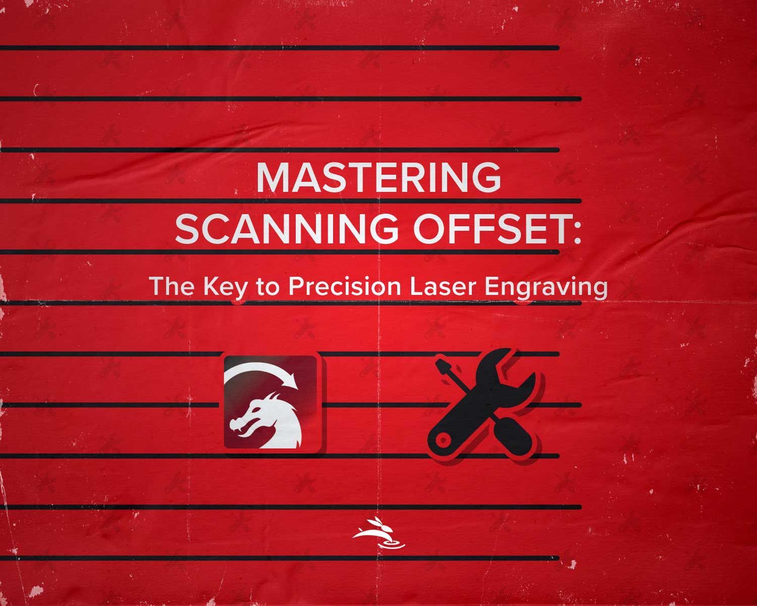 Image of scan lines with LightBurn logo and Device Settings Icon with title text Scanning Offset
