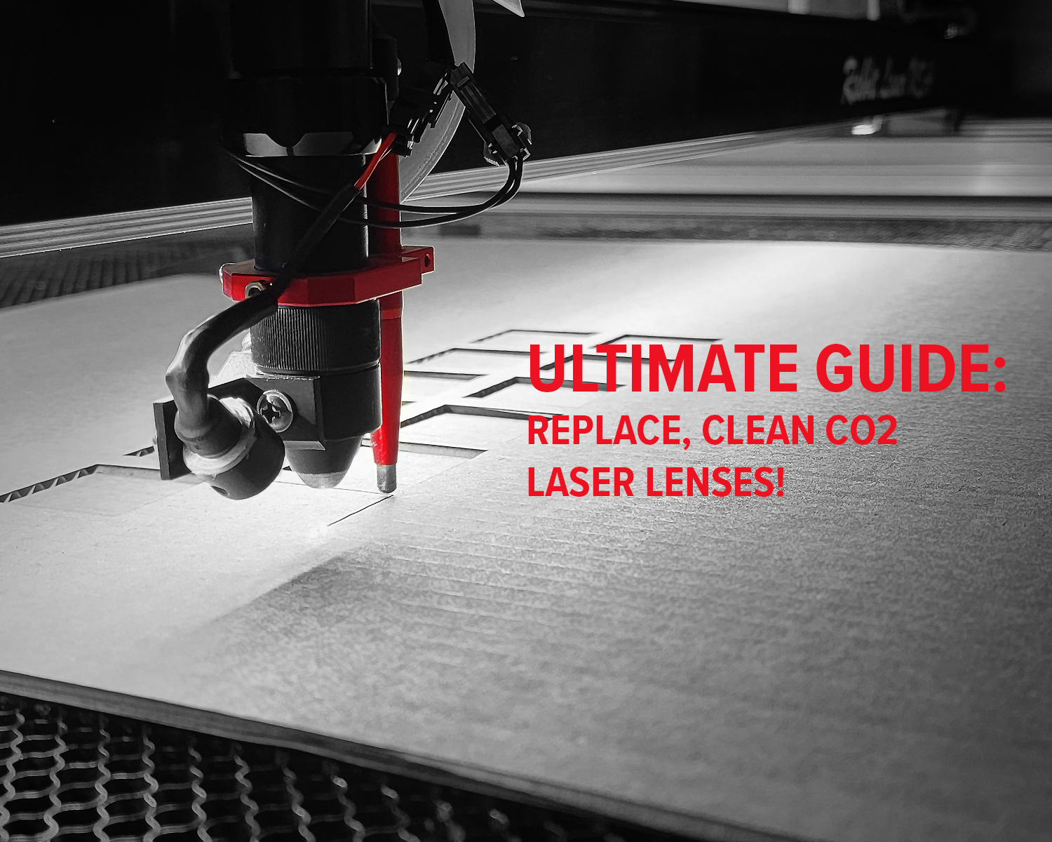 title text over image of laser head cutting cardboard