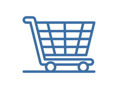 Blue shopping cart icon representing material costs in a pricing formula