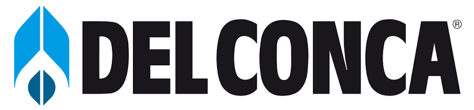 Logo Del Conca in nero e blu su sfondo bianco.