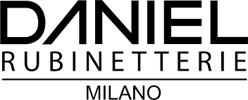 Logo DANIEL RUBINETTERIE MILANO in testo nero su sfondo bianco