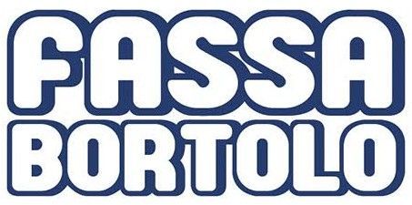 Logo di Fassa Bortolo in grassetto blu e bianco.