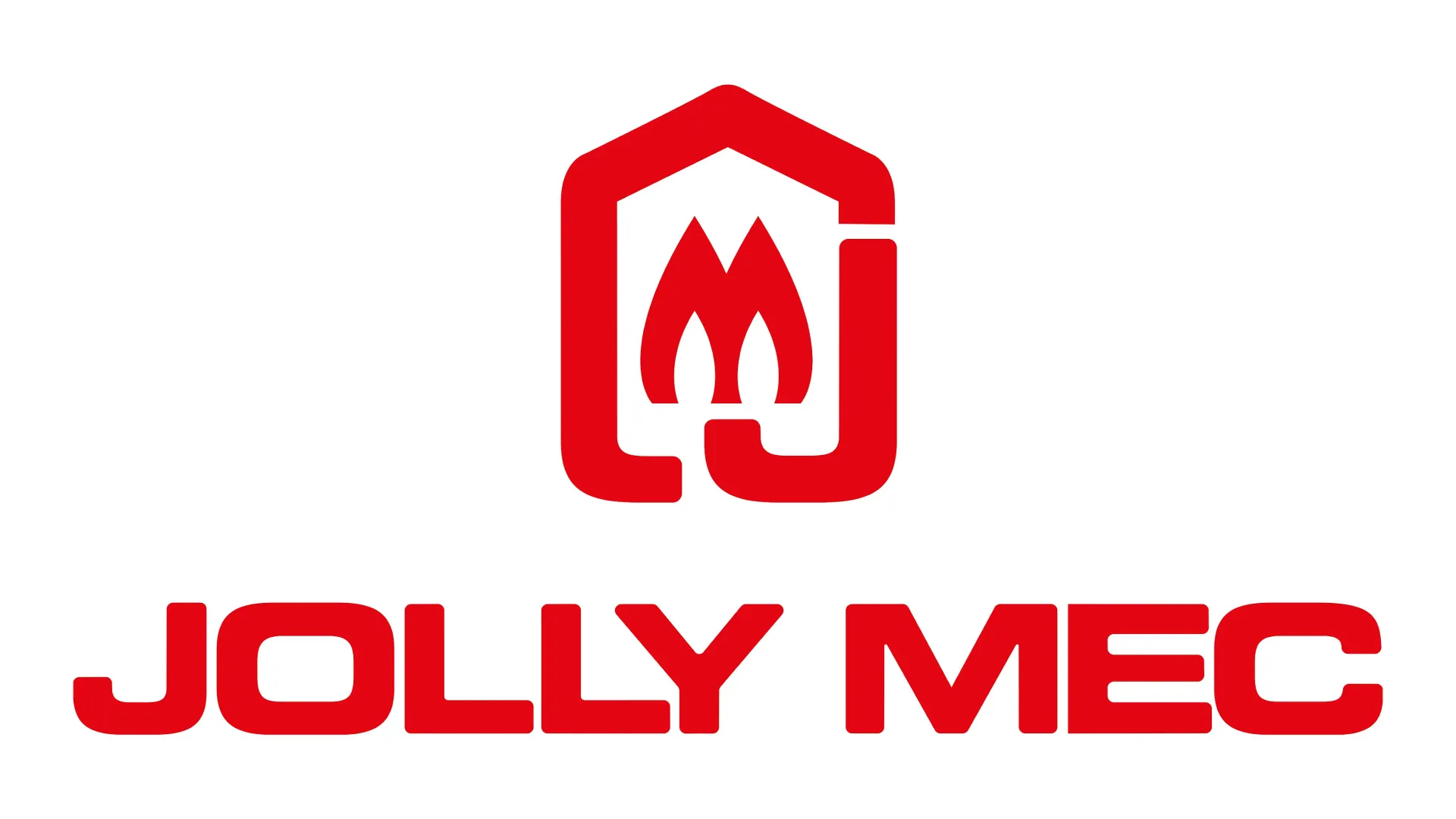 Logo rosso di Jolly Mec con icona stilizzata di una fiamma sopra il nome dell'azienda.