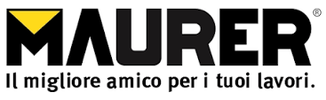 Logo MAURER con testo nero, icona triangolare gialla e slogan in italiano su sfondo bianco.