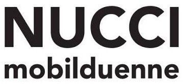 Logo NUCCI mobilduene con testo nero su sfondo bianco.