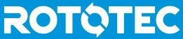 Logo ROTOTEC in testo bianco su sfondo blu.